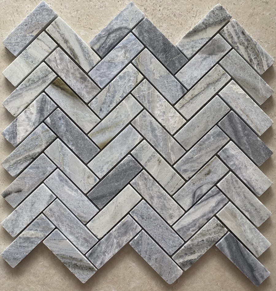 NESTOS BLUE HONED MARBLE HERRINGBONE