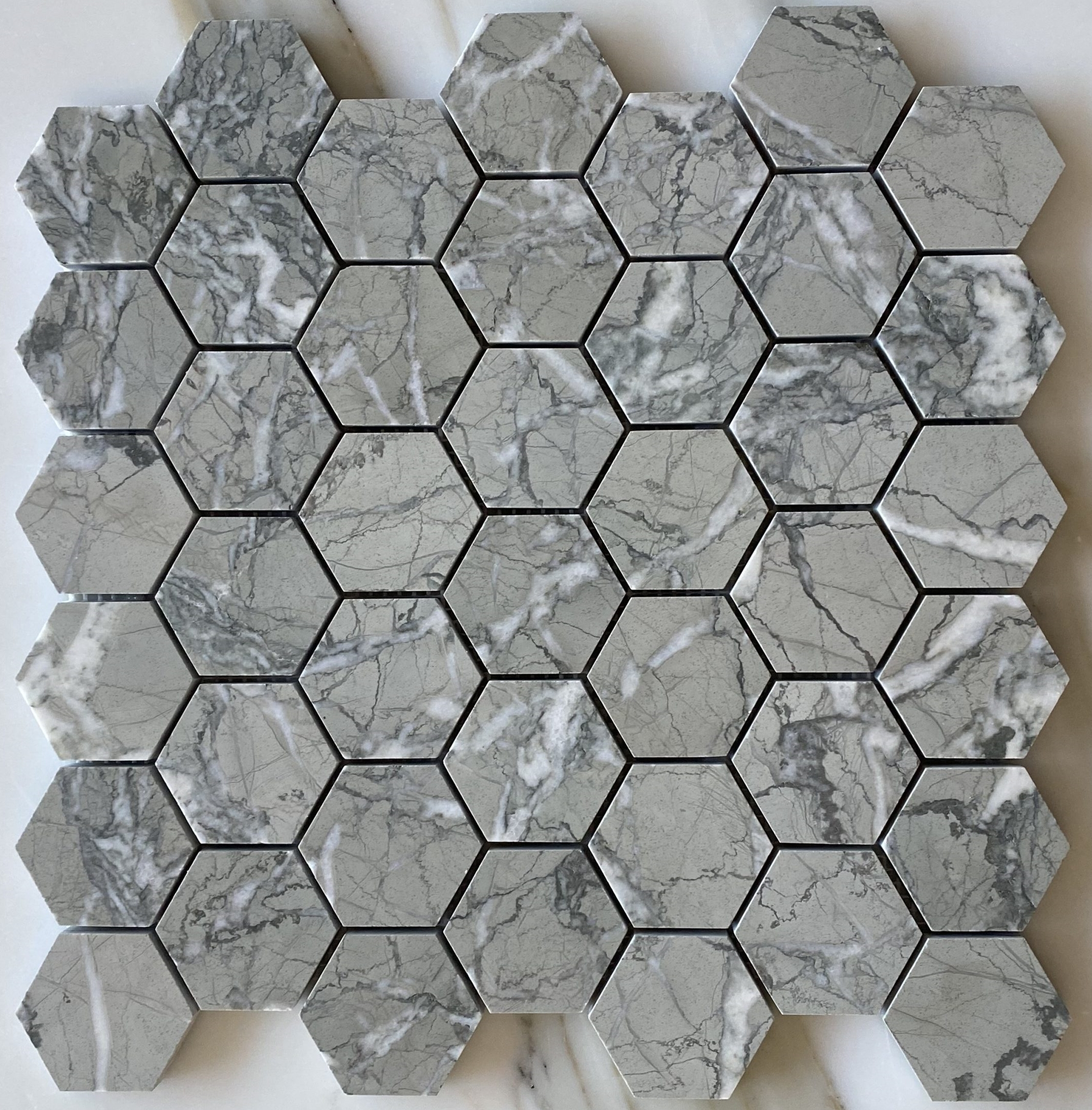 CASTLEVETRANO HONED MARBLE HEX MOSAIC