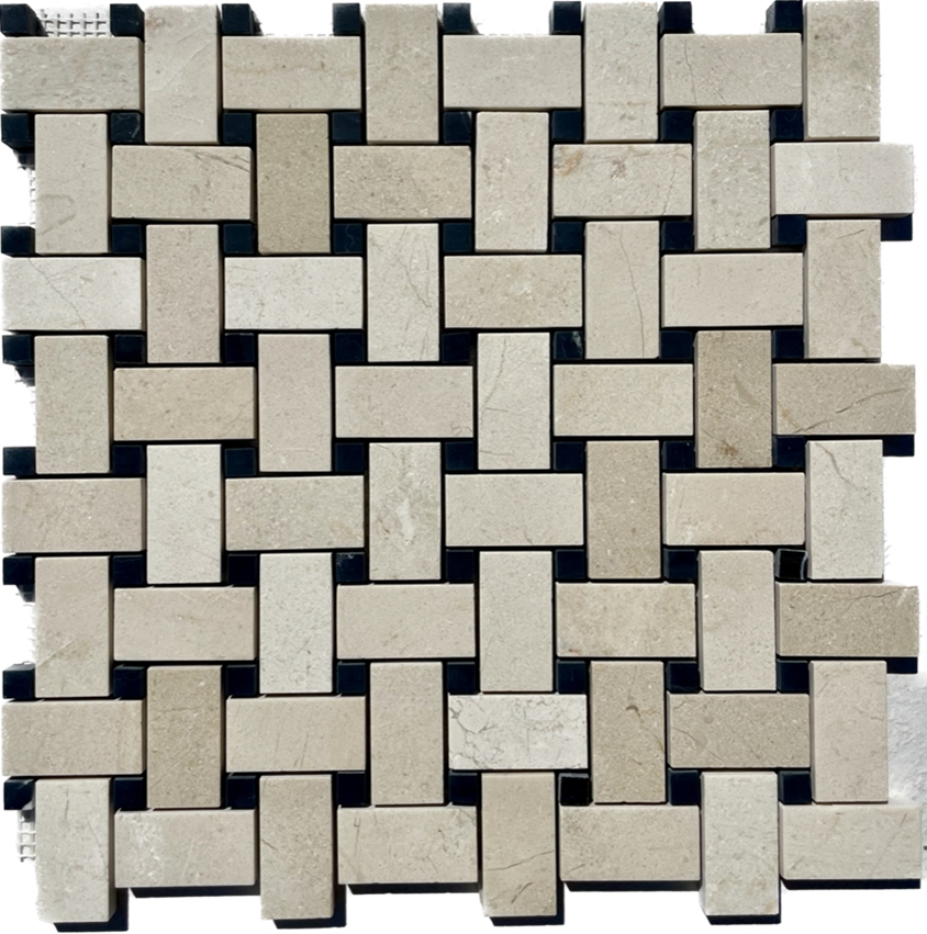 REGENCY HONED MARBLE BASKETWEAVE MOSAIC