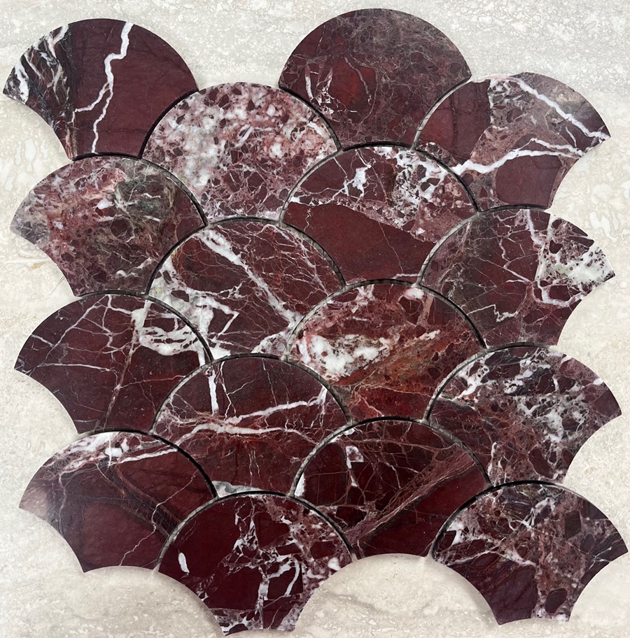 RED HONED MARBLE SHELL MOSAICS