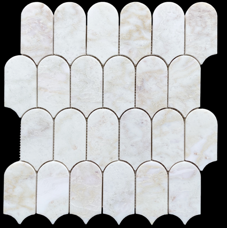 LIGHT VIOLA ORO HONED MARBLE EXTENDED FISHSCALE MOSAIC