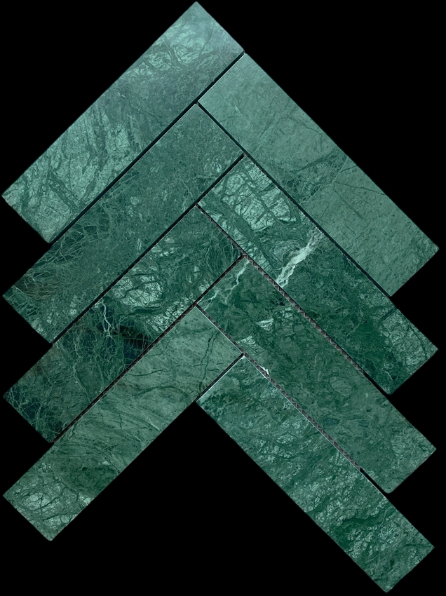 TAJ GREEN HONED HERRINGBONE MOSAIC