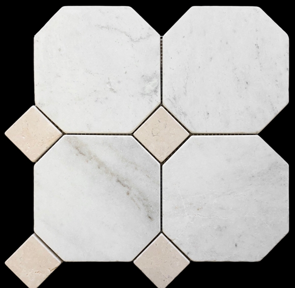 BIANCO ORO LIGHT OCT & CREMA SERENA DOT TUMBLED MARBLE MOS