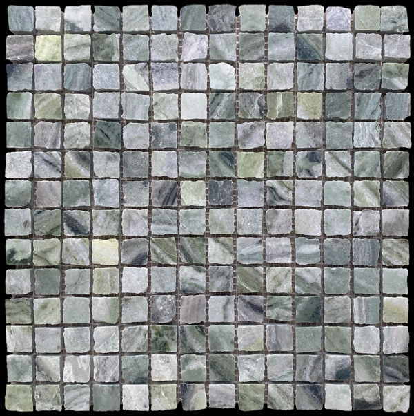 AMAZONIA GREEN  HONED MARBLE ARTISAN CUT MOSAIC