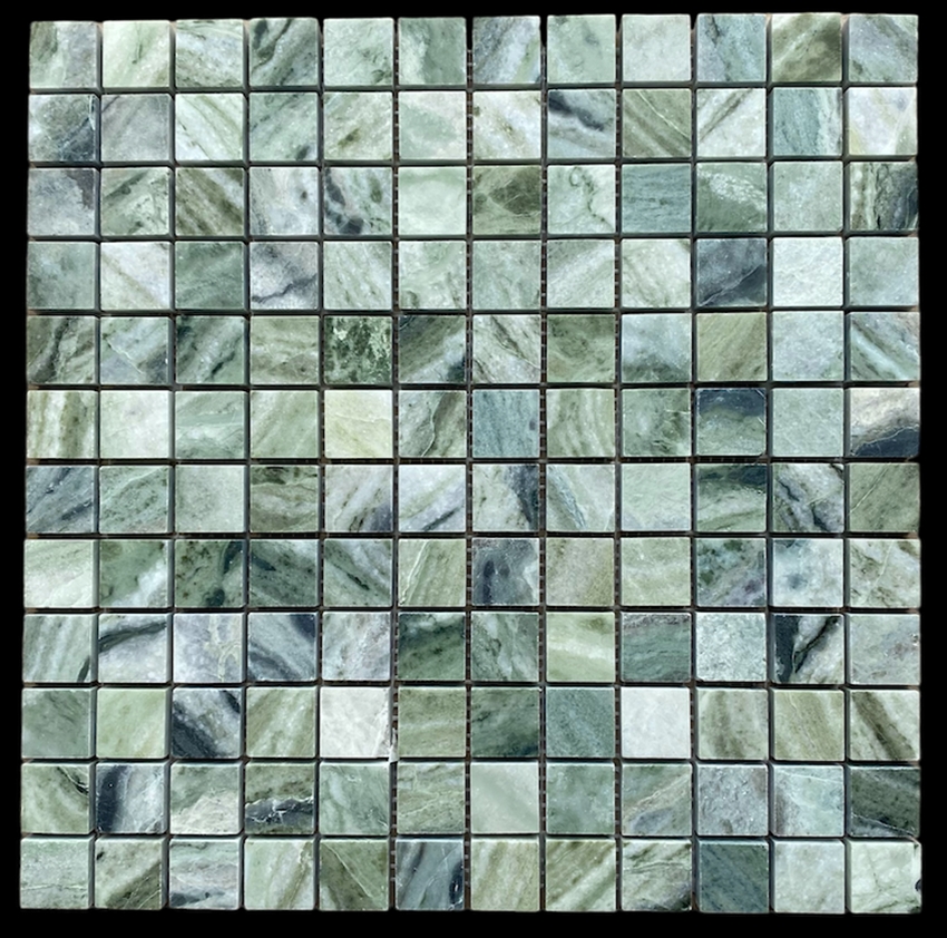 AMAZONIA GREEN TUMBLED MARBLE MOSAIC TILE