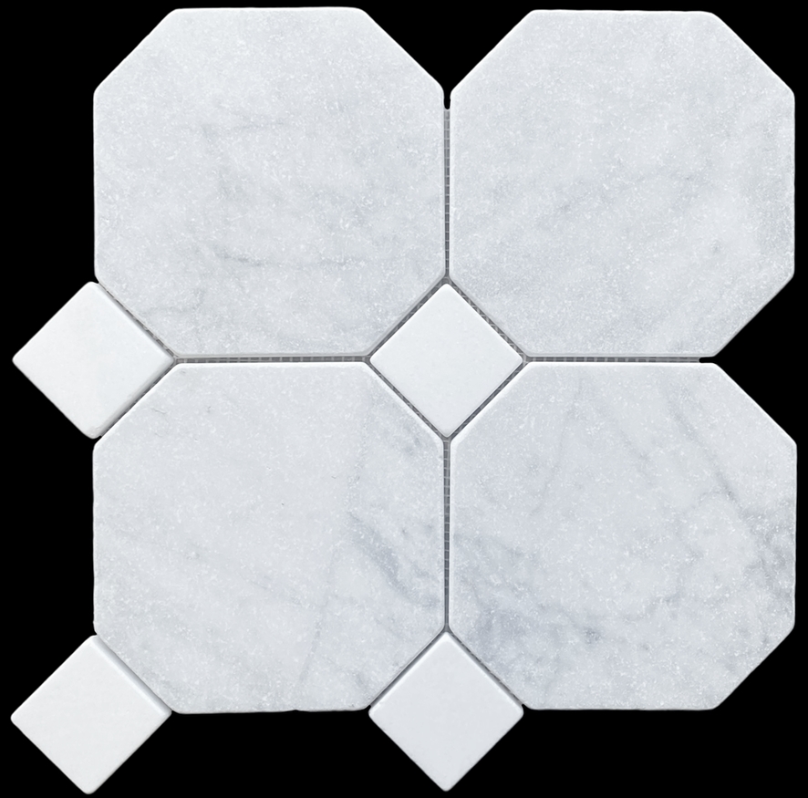 CARRARA C OCT & THASSOS DOT  TUMBLED MARBLE MOS