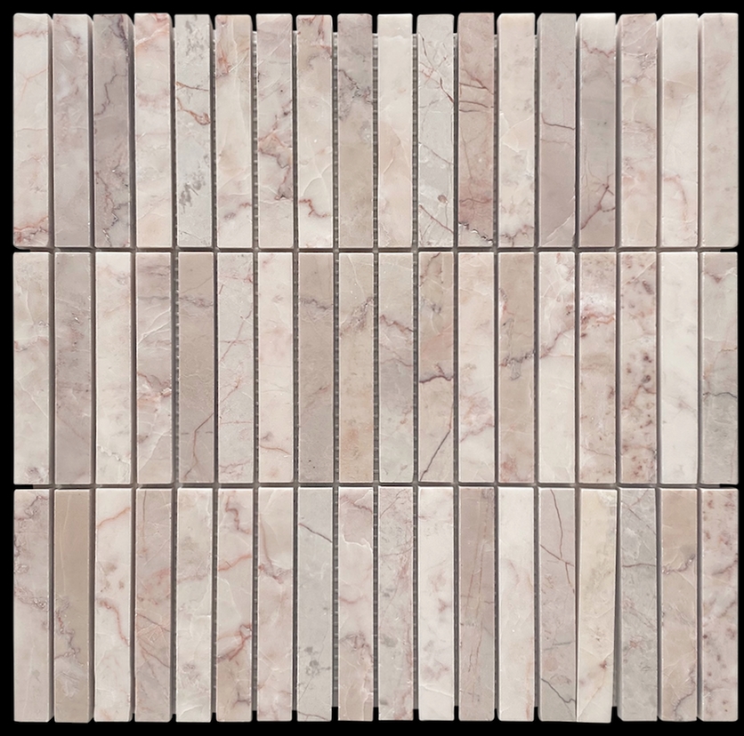 LIGHT ROSADO STACK BOND HONED MARBLE FINGER MOSAIC TILE