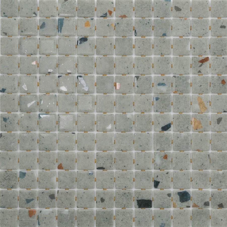BALINESE GREEN GREY BACKGROUND 25 TERRAZZO SAFE GLASS MOSAIC