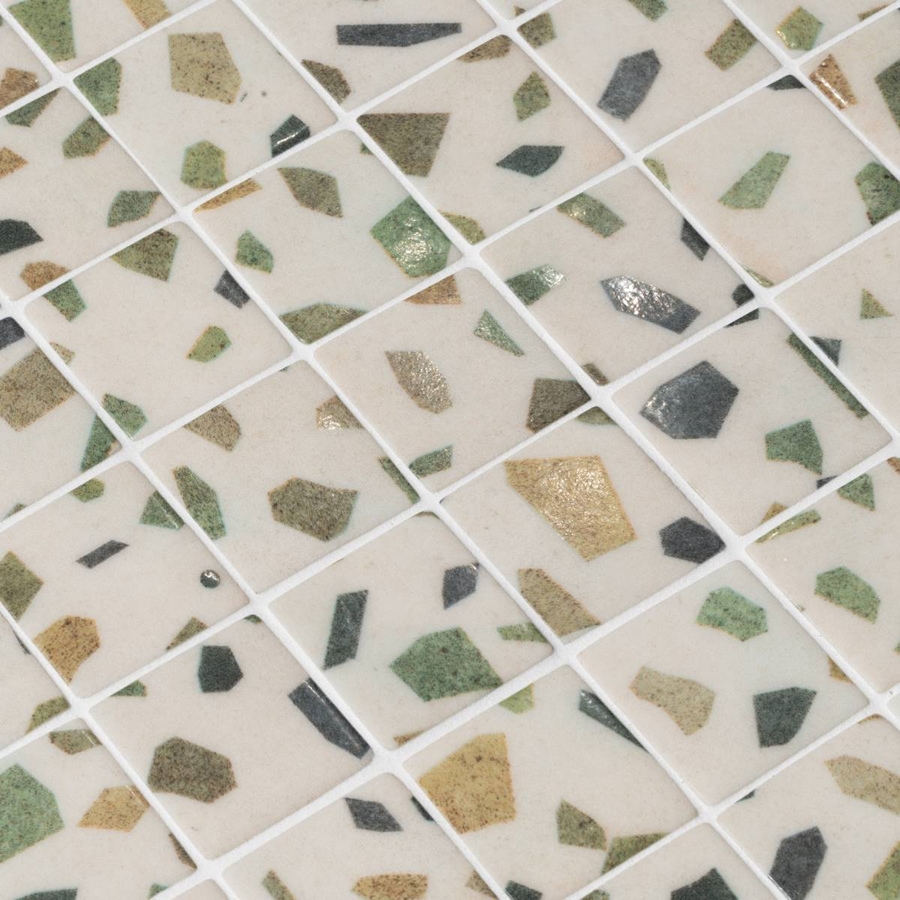 GREENERY CREAM BACKGROUND 50 TERRAZZO SAFE GLASS MOSAIC