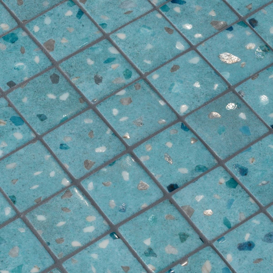 TEAL GREEN  BACKGROUND 50 TERRAZZO SAFE GLASS MOSAIC