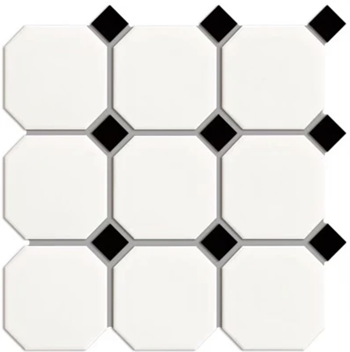WHITE OCT WITH BLACK DOT MOSAIC