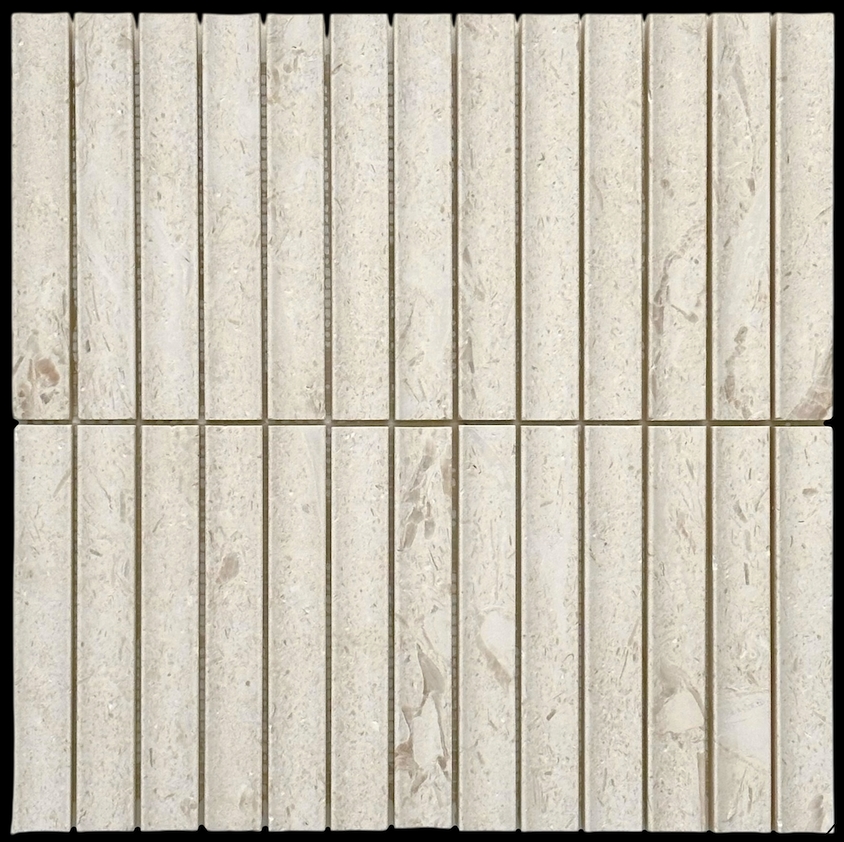 COQUINA LIMESTONE MINI CONCAVE KIT KAT  HONED MARBLE MOSAIC