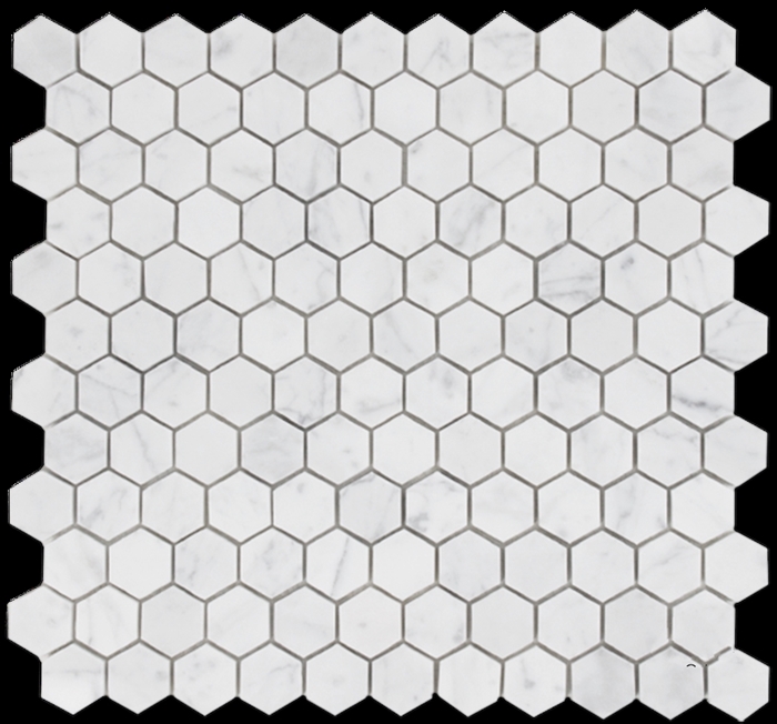 CARRARA C HONED MARBLE HEXAGON MOSAIC
