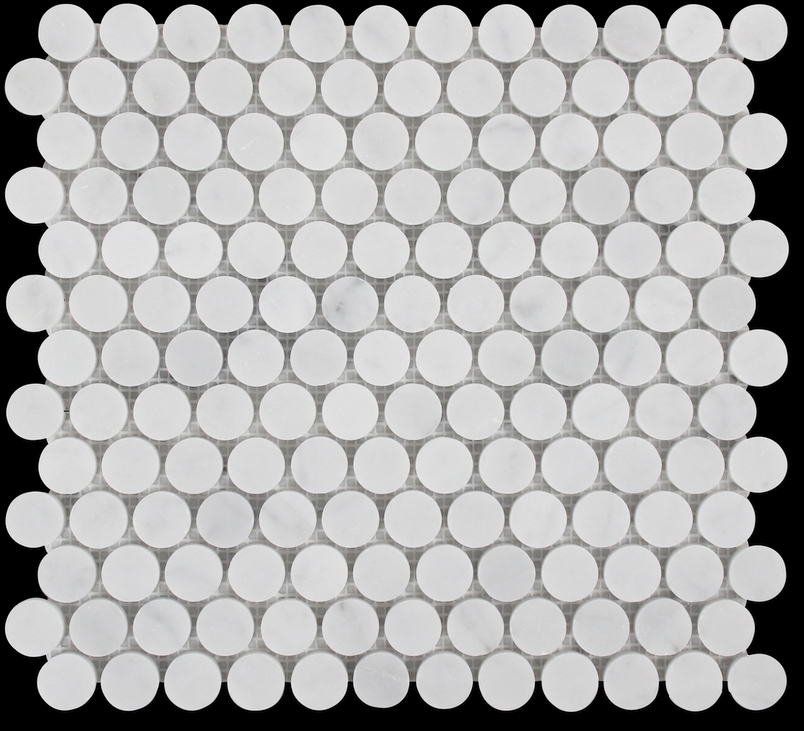 CARRARA C HONED MARBLE PENNY ROUND MOSAIC