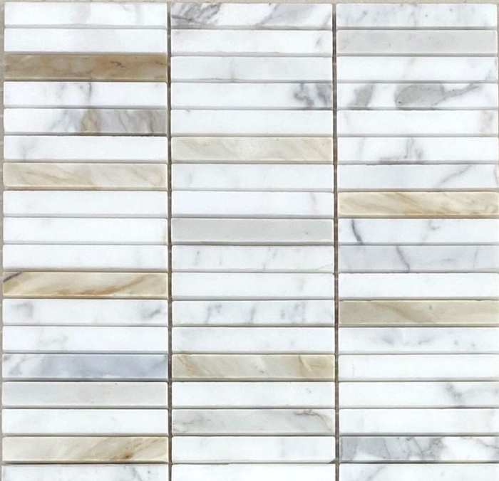 CALCACATTA GOLD HONED MARBLE FINGER MOSAIC