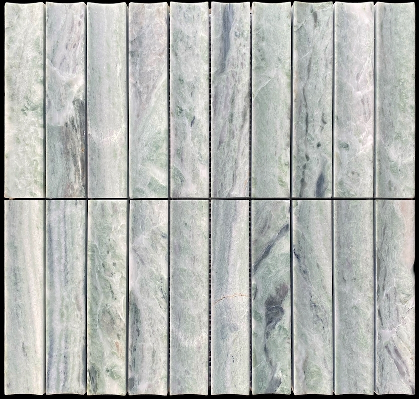 AMAZONIA GREEN MINI CONCAVE FLUTE MARBLE MOSAIC