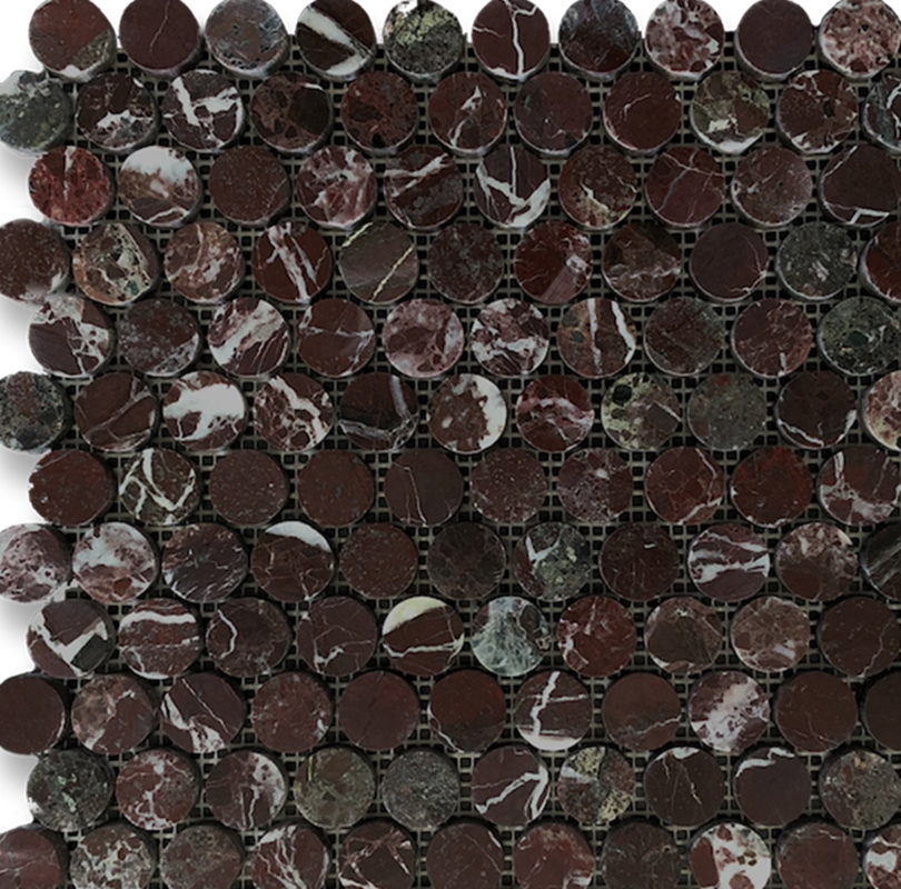 ROSSO LEVANTO HONED MARBLE PENNYROUND MOSAIC TILE