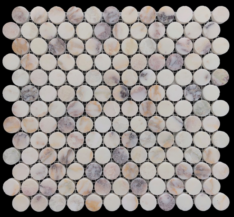 VIOLA ORO HONED MARBLE PENNYROUND MOSAIC TILE