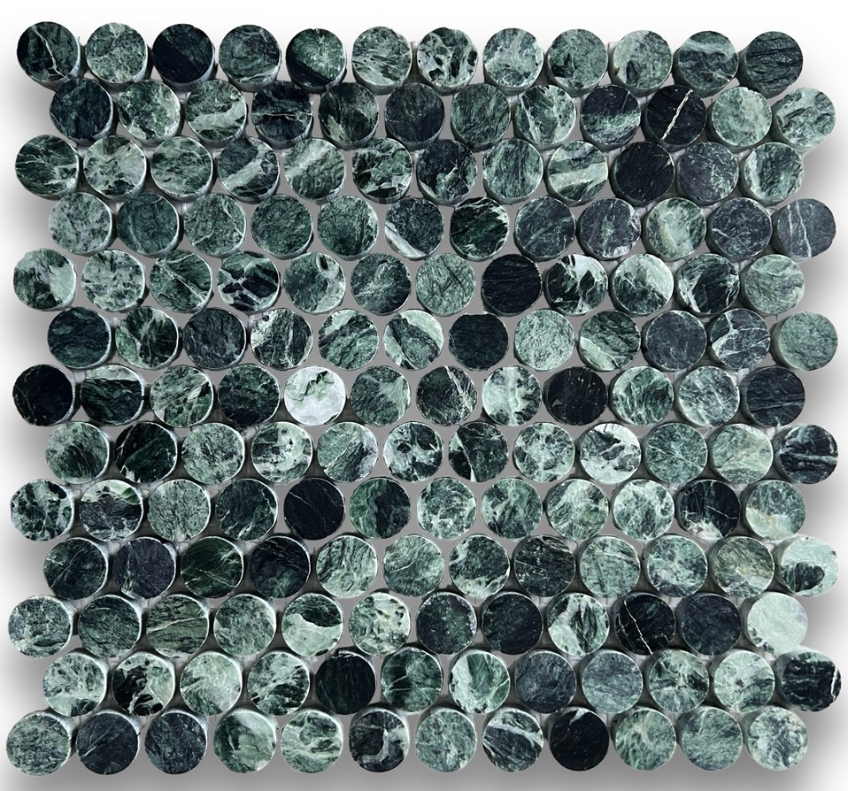 VERDI ALPI HONED MARBLE PENNYROUND MOSAIC TILE