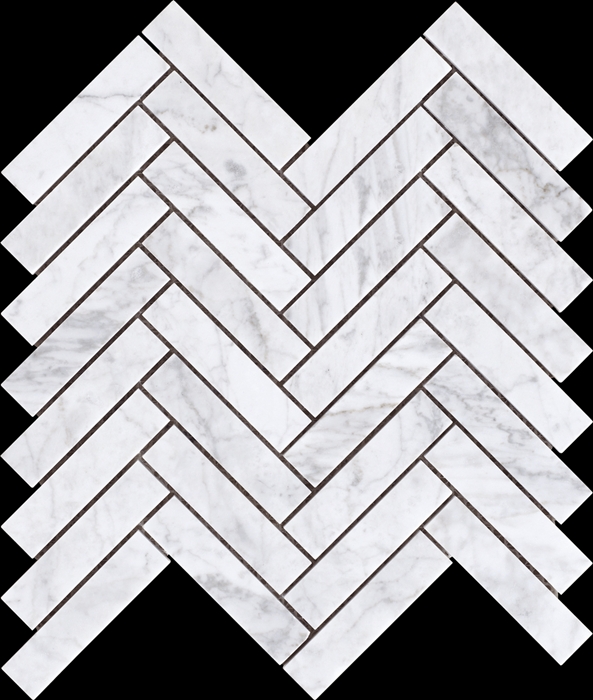 BIANCO CARRARA HERRINGBONE HONED MARBLE MOSAIC