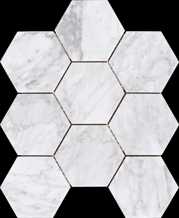 BIANCO CARRARA HEX HONED MARBLE MOSAIC