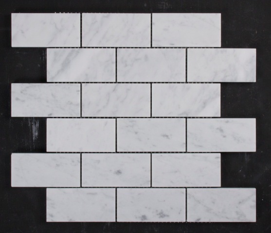 CARRARA HONED SUBWAY HONED MARBLE MOSAIC