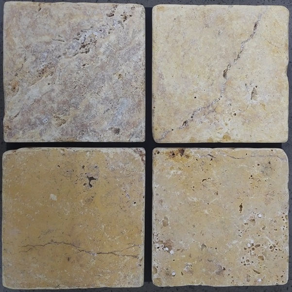 YELLOW GOLD MATT TUMBLED TRAVERTINE MARBLE TILE