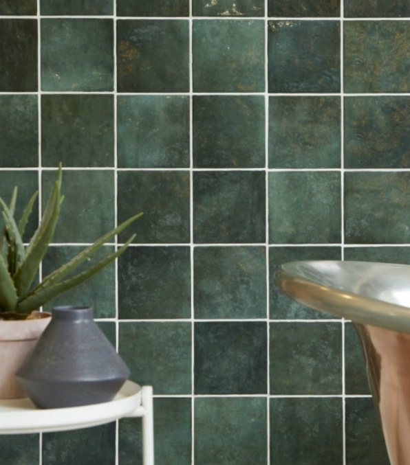 LAGOON GREEN GLOSS BILLOWY ZELLIGE LOOK CERAMIC TILE