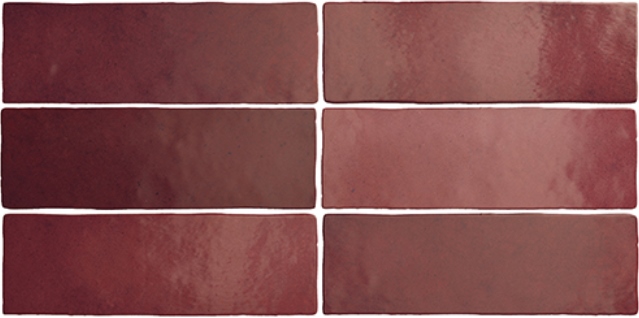 WINE RED MATT ZELLIGE BILLOWY LOOK SUBWAY TILE