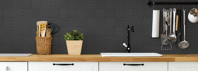 PEPPER BLACK MATT SQUARES CARAVELLE PRESSMETAL LOOK TILE