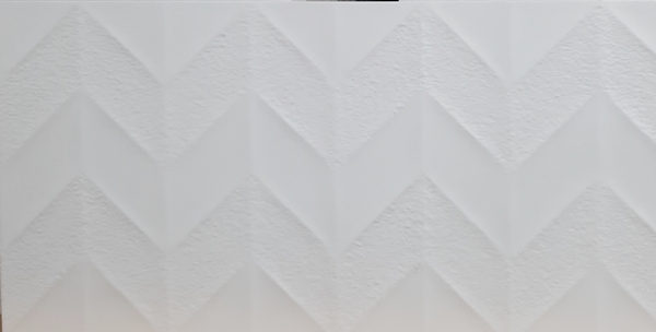 WHITE MATT CHEVRON PATTERN CERAMIC TILE