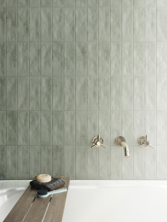 GREEN MATT WAVY SUBWAY TILE