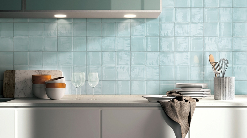 GREEN-BLUE GLOSS AUSTERE HANDMADE LOOK TILE