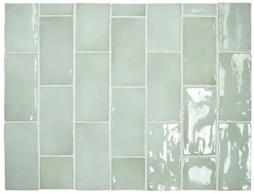 PALE GREEN GLOSS HANDMADE LOOK CERAMIC TILE