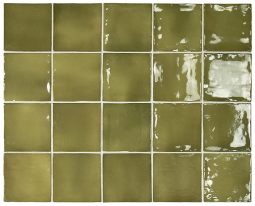 OLIVE-GREEN GLOSS HANDMADE LOOK CERAMIC TILE