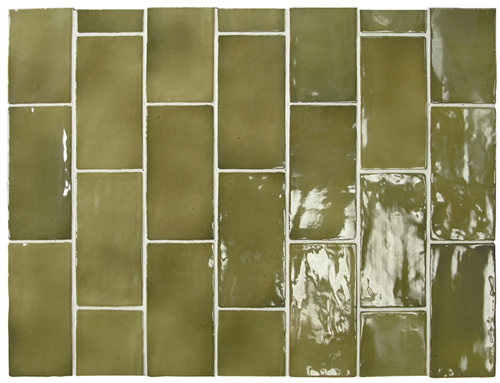 OLIVE-GREEN GLOSS HANDMADE LOOK CERAMIC TILE