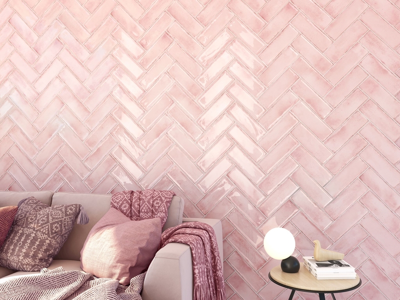 PINK GLOSS IRREGULAR FINISH SUBWAY TILE