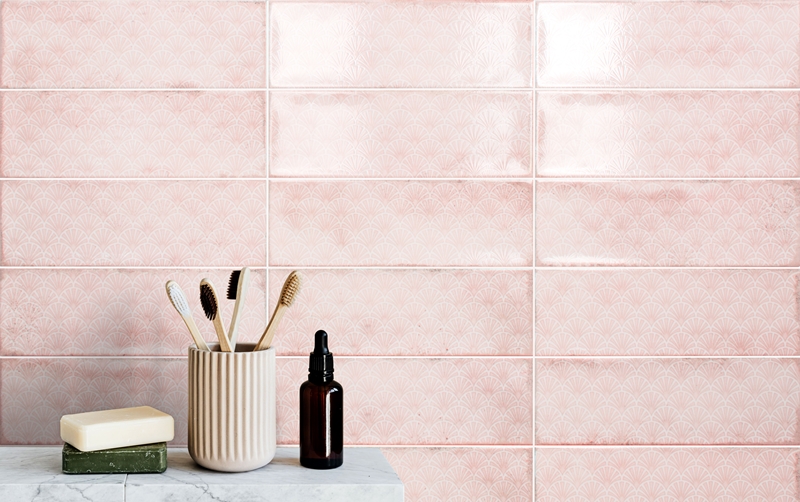 PINK DECOR IRREGULAR FINISH SUBWAY TILE