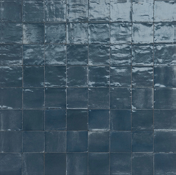 DEEP BLUE VARICOLORED MIX GLOSS ZELLIGE LOOK TILE