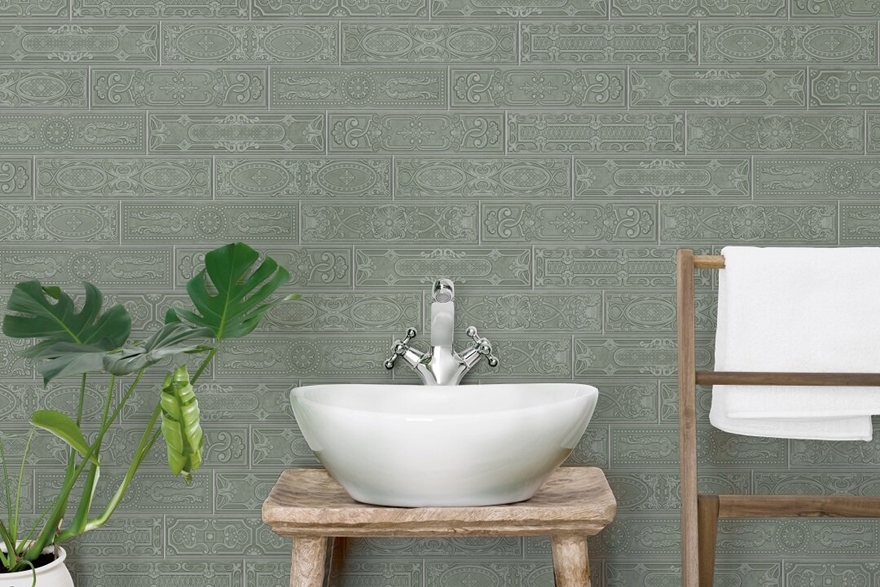 GREEN MATT PRESSMETAL LOOK SUBWAY STYLE TILE