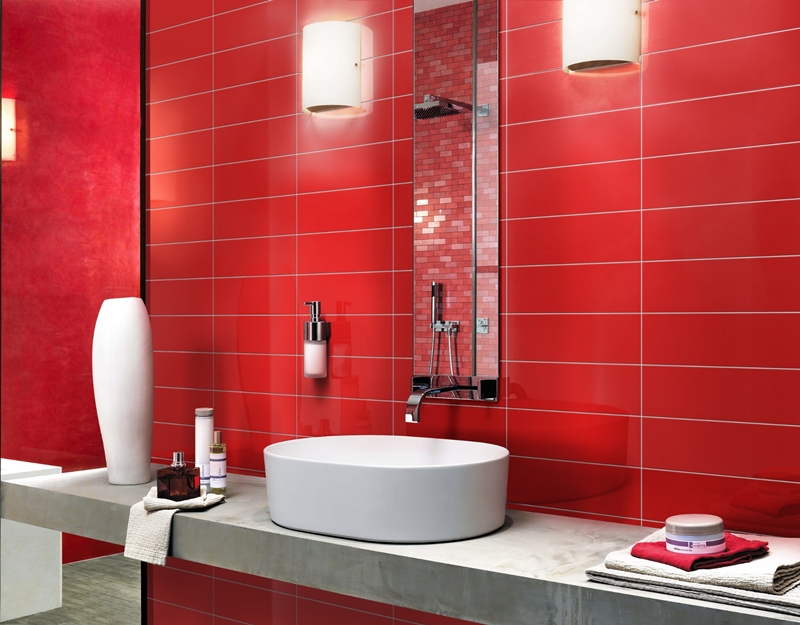 RED GLOSS SUBWAY CERAMIC TILE