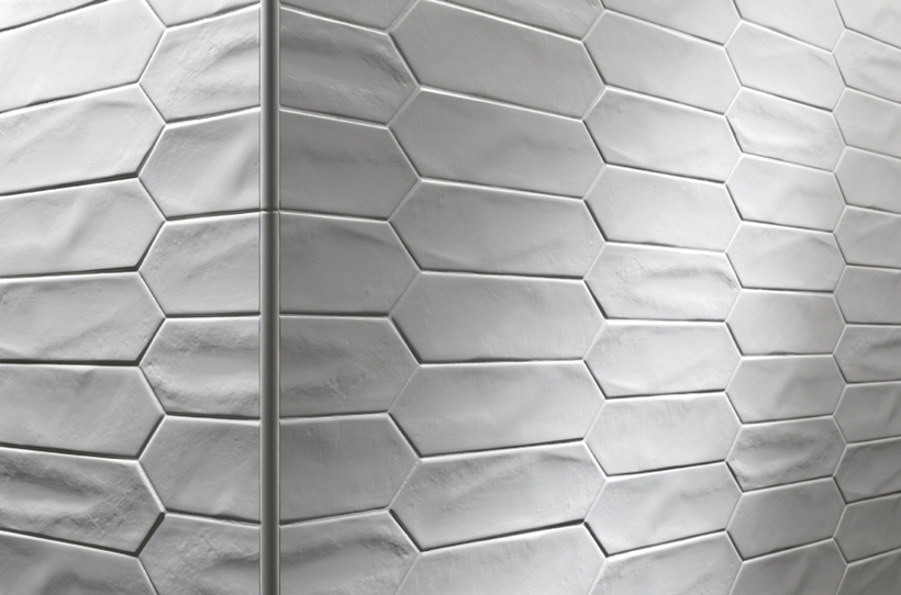 WHITE MATT ELONGATED HEX TILE