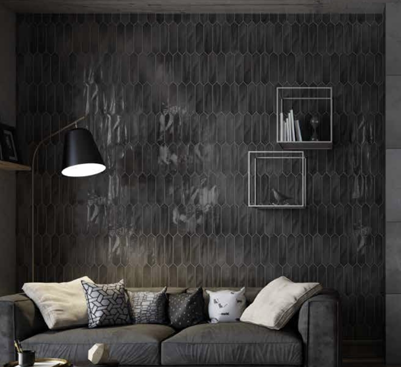 CHARCOAL GLOSS ELONGATED HEX TILE