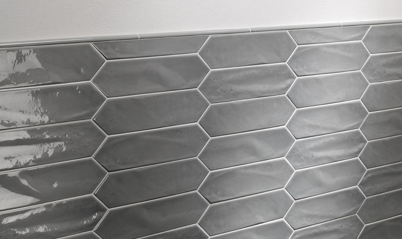 MID GREY GLOSS ELONGATED HEX TILE