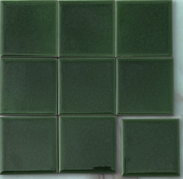 MOSS GREEN GLOSS CRACKLE POOL SAFE TILE