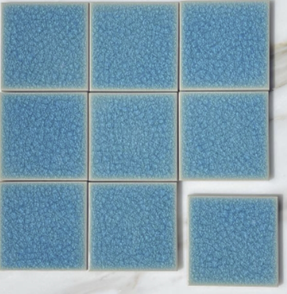 SKY BLUE GLOSS CRACKLE POOL SAFE TILE