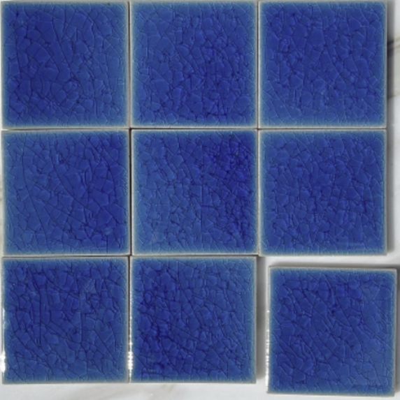 MID BLUE GLOSS CRACKLE POOL SAFE TILE