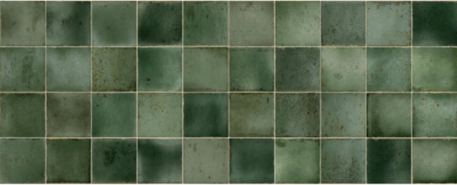 MID GREEN MIX GLOSS SQUARE TILE