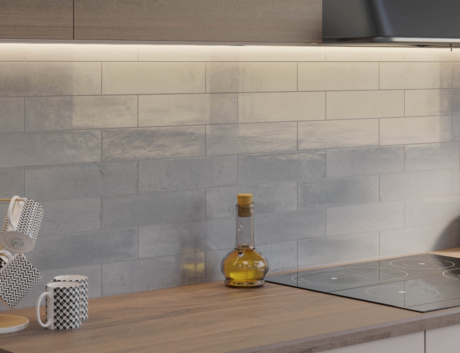 GREY MIX GLOSS SUBWAY TILE