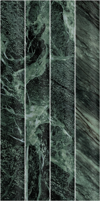 GREEN SATIN MARBLE LOOK  CONCAVE SUBWAY TILE